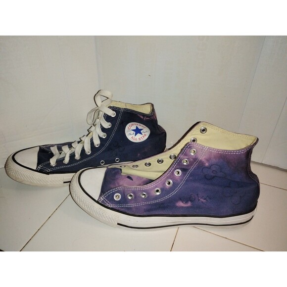 Converse Chuck Taylor All Star Tie DyeBlue Purple Hi Top Sneakers Size 12 Used - Picture 2 of 9